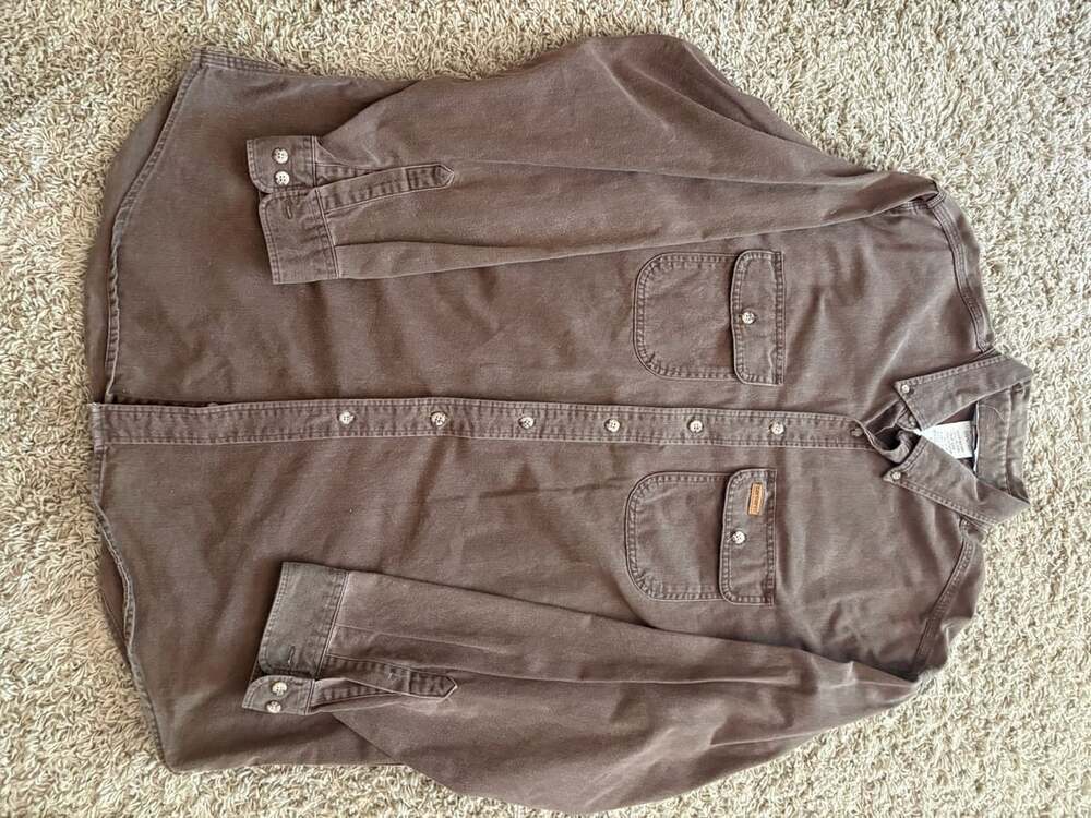 Carhartt S09 CHT Work Shirt Size X-Large Tall Brown Cotton